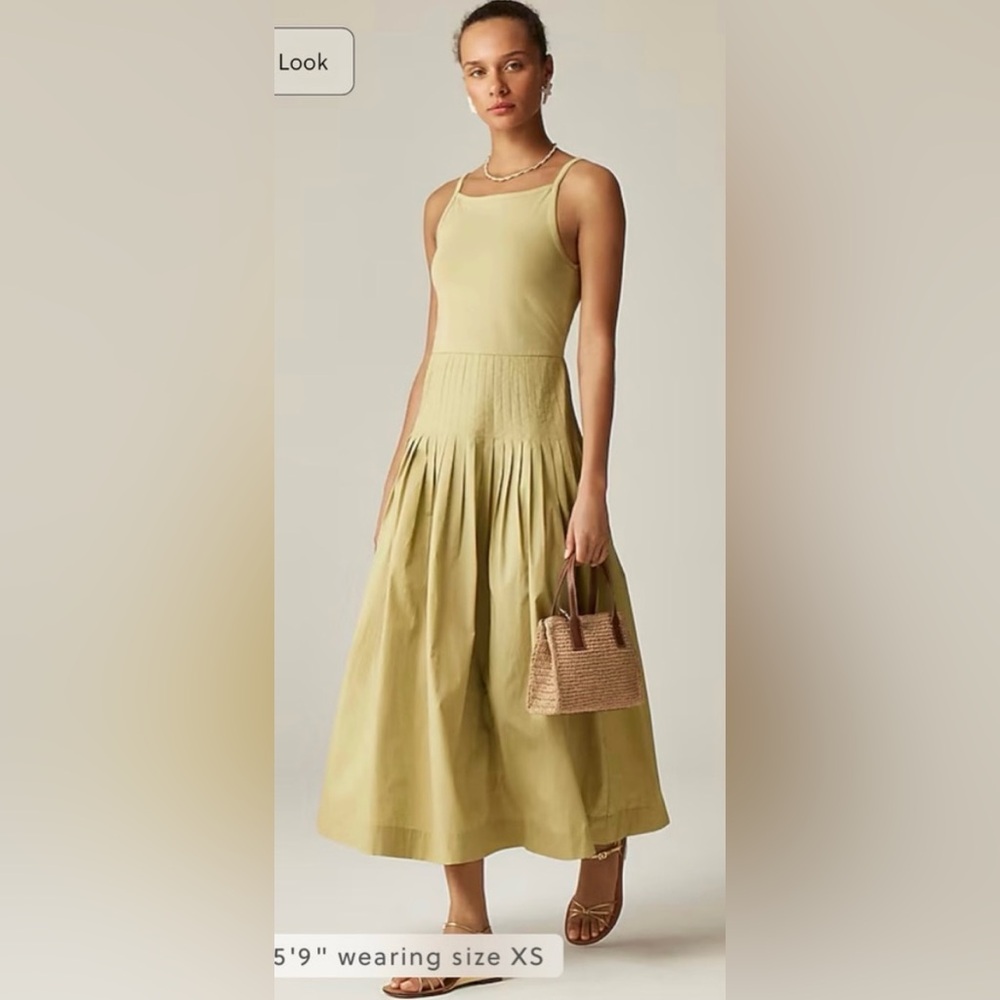 J.Crew Pintuck mixy dress in Belmont khaki